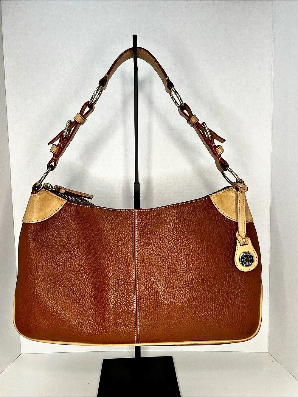 Dooney & Bourke Pebble Grain Hobo Leather Shoulder Bag Brown & Tan